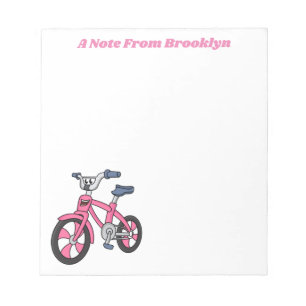 Cute pink kids bicycle cartoon illustration notepad