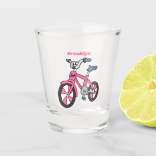 Cute pink kids bicycle cartoon illustration  shot glass