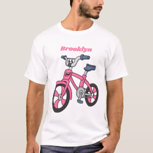 Cute pink kids bicycle cartoon illustration T-Shirt