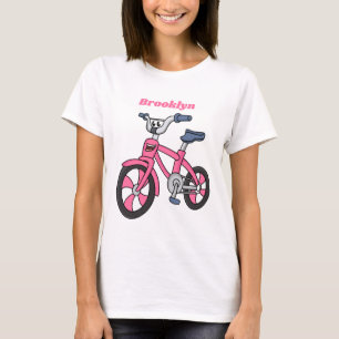 Cute pink kids bicycle cartoon illustration T-Shirt