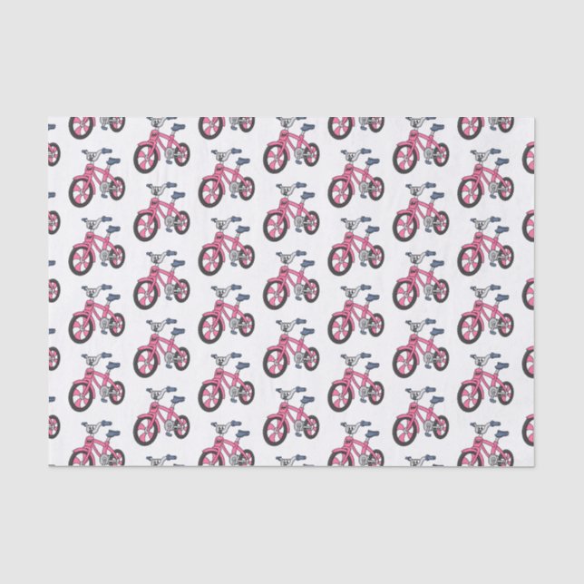 Cute pink kids bicycle cartoon illustration tissue paper (Front)