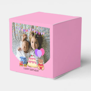 Cute Pink Kids Toys Birthday Celebration Photo Favor Box