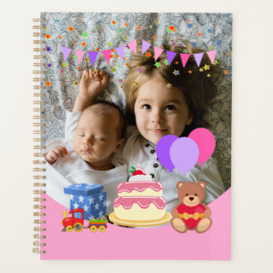 Cute Pink Kids Toys Birthday Celebration Photo Planner