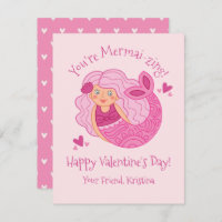 Cute Pink Kids Valentine Mermaid