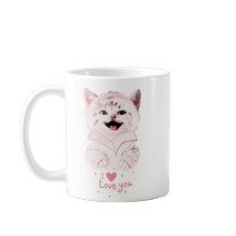 Cute Pink Kitten “I ❤️ Love You” Mug–Adorable Cat