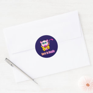 Cute Pink Kitty - Born to Dazzle Art Classic Round Sticker