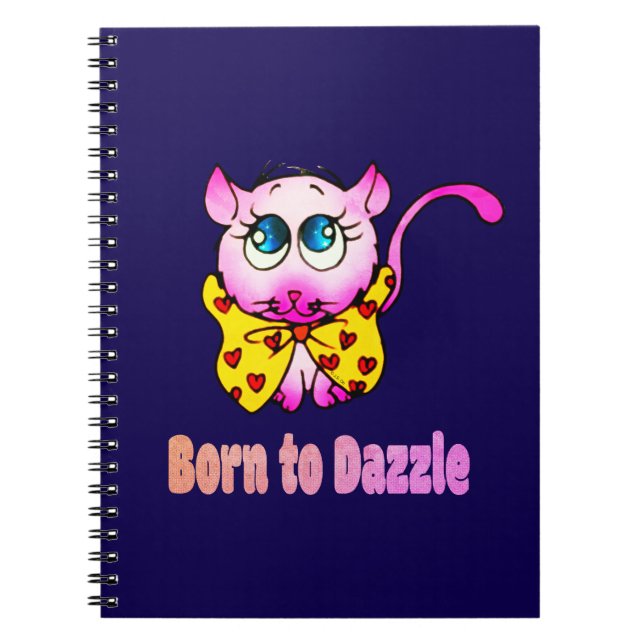 Cute Pink Kitty - Born to Dazzle Art Notebook (Front)
