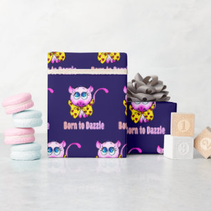 Cute Pink Kitty - Born to Dazzle Art Wrapping Paper