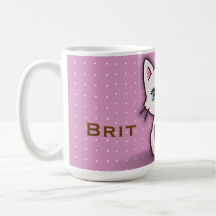 Cute Pink Kitty Cat Personalized Name Coffee Mug