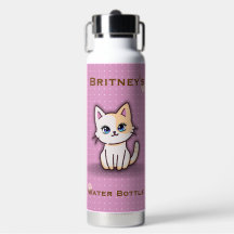 Cute Pink Kitty Cat Personalized Name Stainless