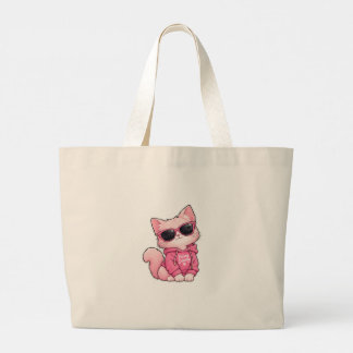 Cute Pink Kitty Cat with Bow Flower Crown Tote Bag
