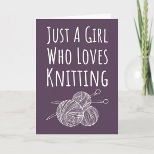 Cute Pink Knitter Cards Knitting Hobby