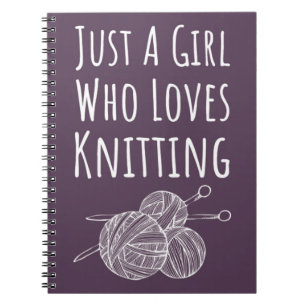 Cute Pink Knitter Gifts Purple Knitting Notebook