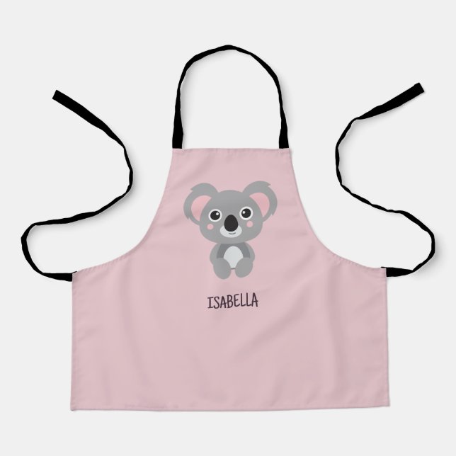 Cute Pink Koala Girls Personalized Apron (Front)