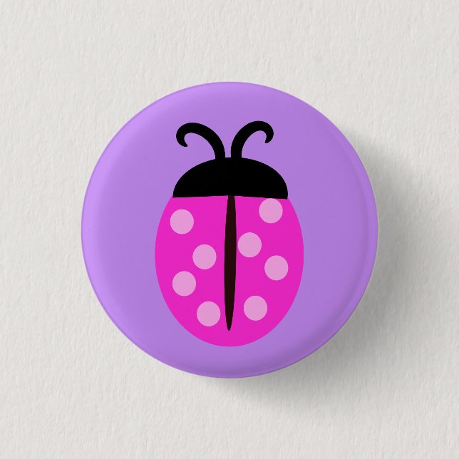 Cute Pink Ladybug  1 Inch Round Button (Front)