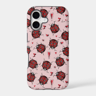 Cute Pink Ladybug Hearts Love Bug Illustration