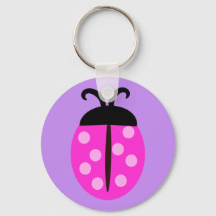 Cute Pink Ladybug Keychain