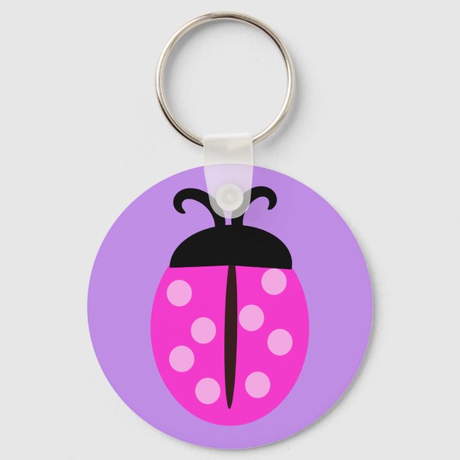Cute Pink Ladybug Keychain (Front)