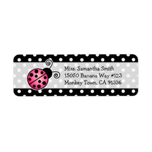 Cute Pink Ladybug Polka Dot Return Address Labels