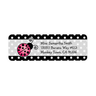 Cute Pink Ladybug Polka Dot Return Address Labels