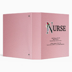 Cute Pink Leather Registered Nurse Binder
