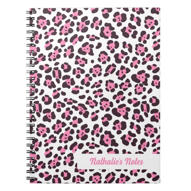 Cute Pink Leopard Print Spiral Notebook (Front)