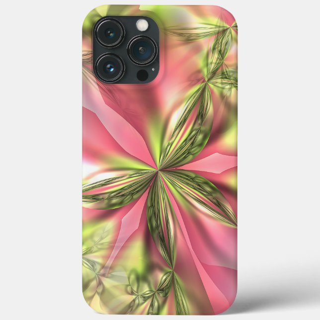 Cute Pink Lime Green Butterfly Fractals Pattern Case-Mate iPhone Case (Back)