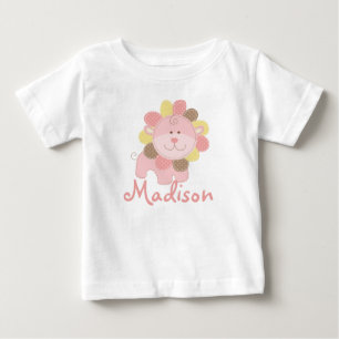 Cute Pink Lion Safari Jungle Personalized Birthday Baby T-Shirt