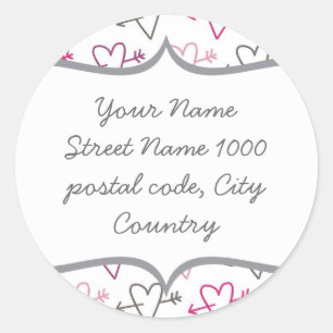 cute pink little hearts classic round sticker
