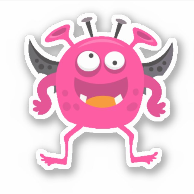 Cute Pink Little Monster Halloween Sticker (Front)