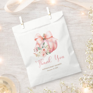Cute Pink Little Pumpkins Baby Shower Thank You Favour Bag
