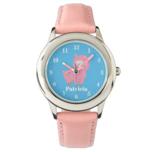 Cute pink llama add name girls watch