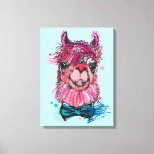 Cute Pink Llama Canvas Print