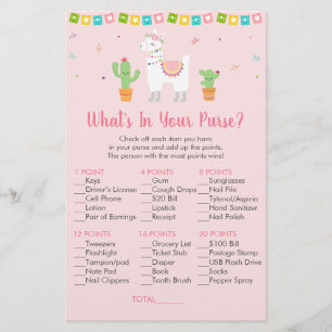 Cute Pink Llama Fiesta What's In Your Purse Game