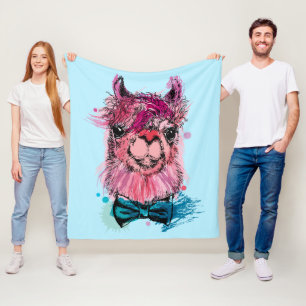 Cute Pink Llama Fleece Blanket