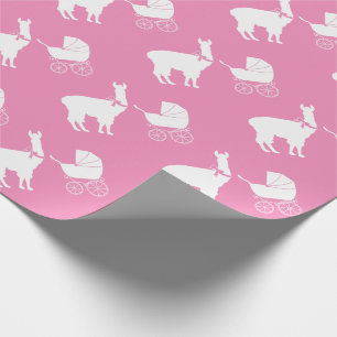 Cute Pink Llama Girl Baby Shower  Wrapping Paper