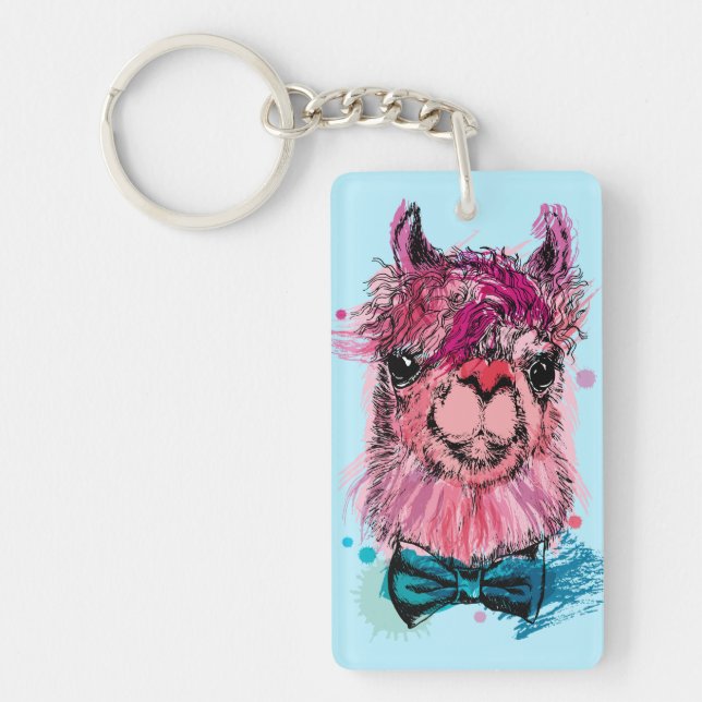 Cute Pink Llama Keychain (Front)