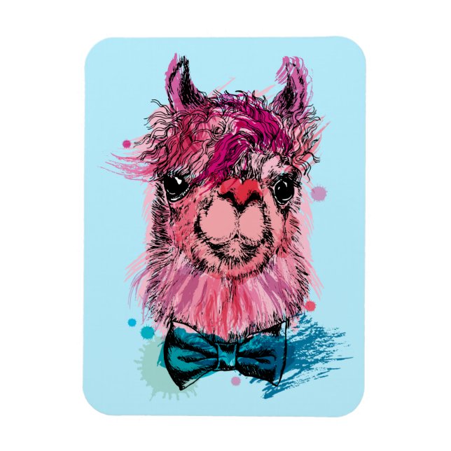 Cute Pink Llama Magnet (Vertical)