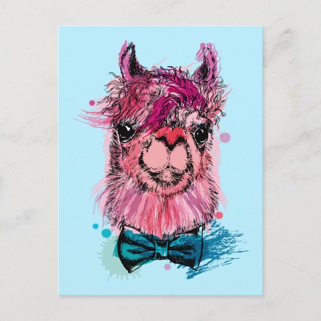 Cute Pink Llama Postcard (Front)