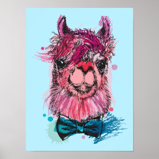 Cute Pink Llama Poster (Front)