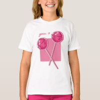 Cute Pink Lollipops Girls Graphic T-Shirt