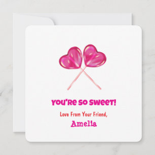 Cute Pink Lollipops Heart Valentine's Day Greeting Invitation