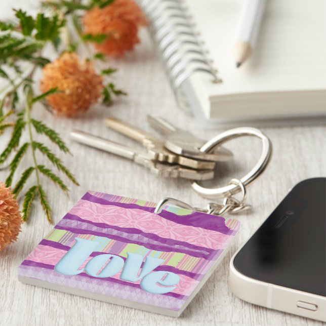 Cute Pink Love Acrylic Keychain (Front Right)