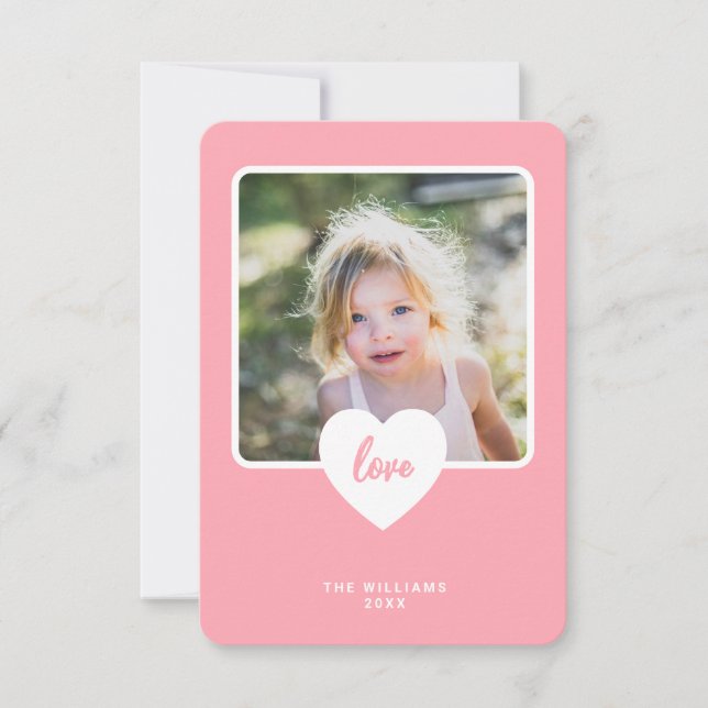 Cute Pink Love Classroom Photo Valentines Day Card (Front)