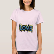 Cute Pink LOVE Graffiti T- Shirt 