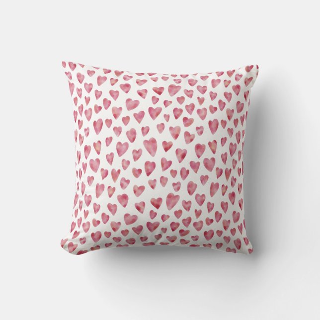Cute Pink Love Heart pattern Throw Pillow (Front)