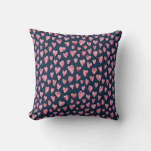 Cute pink Love Heart pattern Throw Pillow