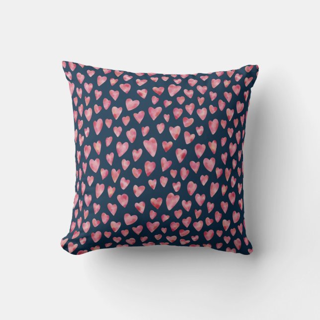 Cute pink Love Heart pattern Throw Pillow (Front)