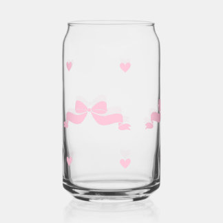 Cute pink love ribbon can glass