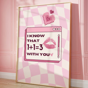 Cute Pink Love Romantic Aesthetic Wall Art Poster